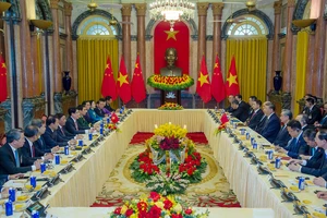 Chủ tịch nước Lương Cường hội đàm với Tổng Bí thư, Chủ tịch Trung Quốc Tập Cận Bình tại Phủ Chủ tịch.