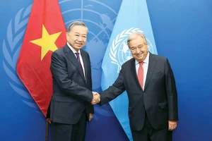 Tổng Bí thư, Chủ tịch nước Tô Lâm gặp Tổng thư ký Liên hợp quốc António Guterres vào tháng 9-2024.