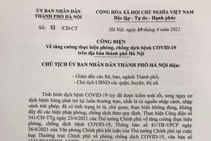 Chủ tịch Hà Nội ra công điện khẩn về chống dịch COVID-19