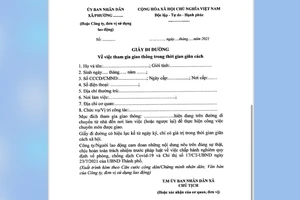Hà Nội quy định mẫu giấy đi đường cho người được đi lại trong dịch COVID