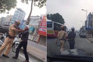 Thanh niên xăm trổ đánh tới tấp CSGT vì bị dừng xe