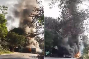 Cháy kinh hoàng, 4 ô tô bị thiêu rụi