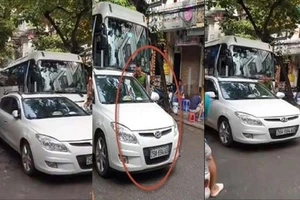 Xử phạt trung úy công an đậu ô tô khiến cả đường ùn tắc