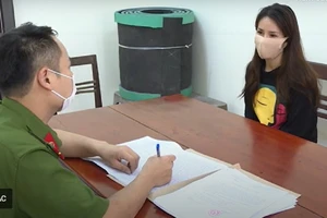 Nguyễn Thị Thanh tại cơ quan công an. Ảnh: CACC