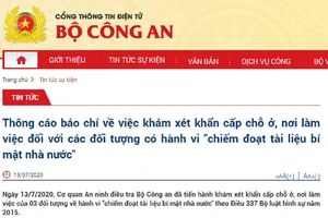 Khám xét khẩn cấp chỗ ở của 3 người chiếm đoạt bí mật nhà nước