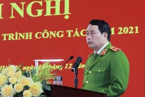 Thứ trưởng Lê Quốc Hùng phát biểu tại hội nghị. Ảnh: BCA