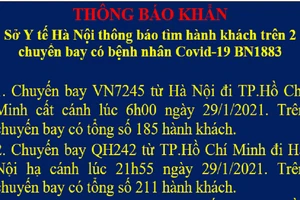 Khẩn: Tìm người trên 2 chuyến bay có tổng cộng 396 hành khách