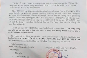 Thông báo ngừng cấp nước cả huyện vì tài khoản công ty nước bị mất tiền