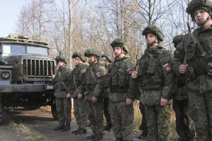  Binh sĩ Nga trong cuộc tập trận chung hồi tháng 9 với các lực lượng Belarus. Ảnh: AFP