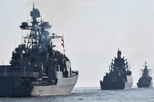 Hạm đội Biển Đen của Nga trong một cuộc tập trận hồi tháng 12 năm ngoái. Ảnh: AP