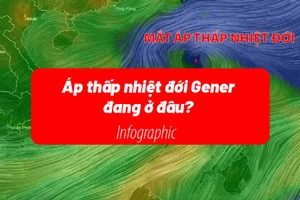 Vị trí áp thấp nhiệt đới Gener lúc này