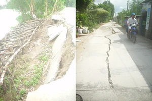 Đường 7 tỉ đồng hơn một năm đã sạt lở 