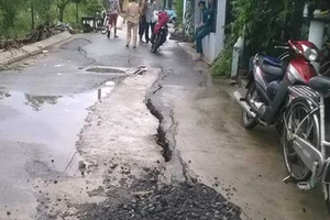 Vết nứt nguy hiểm chạy dọc sông ở Nhà Bè 