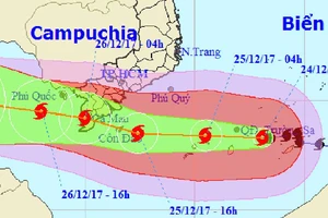 Chiều nay bão số 16 vào biển Bà Rịa-Vũng Tàu đến Cà Mau