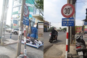 Đã khắc phục biển báo ở cầu Mương Sao