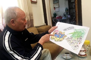 Cụ ông 86 tuổi vẫn miệt mài với tranh biếm