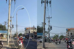 Phản hồi: Đã bứng trụ điện giữa đường