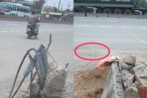 Đã đập bỏ chân trụ đèn nguy hiểm