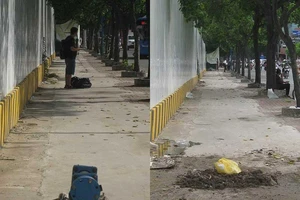 Cục sắt trên vỉa hè không còn nguy hiểm