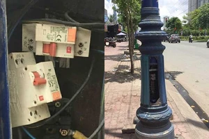 Những trụ đèn không nắp gây nguy hiểm cho người dân