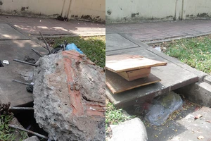 Đã dẹp khối bê tông nguy hiểm trên đường