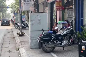 Vỉa hè dành cho người đi bộ toàn gốc cây, bốt điện