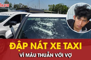 Chồng chặn đường, đập nát kính xe taxi vì mâu thuẫn với vợ