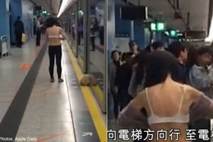 Bất ngờ: Người phụ nữ tự lột đồ giữa sân ga 