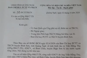 8 ngư dân trên tàu bị đâm chìm ở Hoàng Sa đã được an toàn 