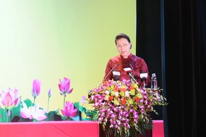 Chủ tịch Quốc hội Nguyễn Thị Kim Ngân phát biểu tại buổi lễ. Ảnh: TN