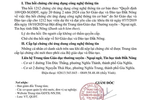 Thu hồi hơn 1.200 chứng chỉ ứng dụng công nghệ thông tin cơ bản