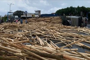 Lật xe chở gỗ đè trúng thiếu niên 14 tuổi đang đi bộ 