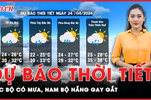 Dự báo thời tiết 24-4: Nam Bộ tiếp tục nắng nóng gay gắt, Bắc Bộ mưa dông vào chiều tối 