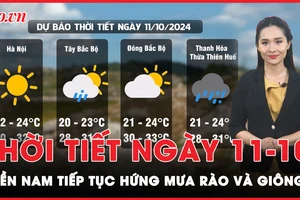 Thời tiết ngày 11-10: Miền Nam tiếp tục hứng mưa rào và giông, Miền Bắc thời tiết đẹp, trời se lạnh