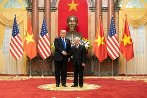 Chủ tịch nước Nguyễn Phú Trọng và Tổng thống Donald J. Trump tại Phủ Chủ tịch ở Hà Nội, ngày 27-2-2019. Ảnh: NHÀ TRẮNG