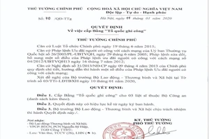 Cấp bằng Tổ quốc ghi công cho 3 công an hy sinh ở Đồng Tâm