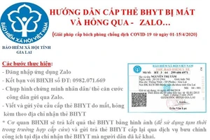 COVID-19: Gia Lai cấp thẻ bảo hiểm y tế qua Zalo