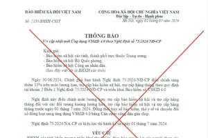 Cảnh báo về việc giả mạo văn bản của BHXH Việt Nam