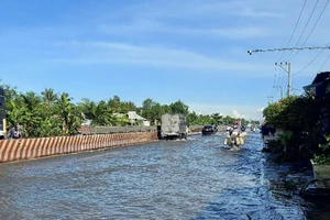 Triều cường gây ngập trên Quốc lộ 1 đoạn qua Cần Thơ