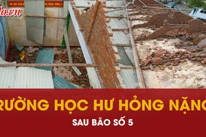 Trường học tan hoang, thầy giáo nghẹn ngào xin lỗi học trò sau bão số 5