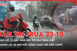 Bản tin trưa 22-10: Bão số 12 gây mưa rất to vào trưa nay; Người lái xe hơi hất văng CSGT lên nắp capo
