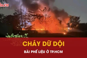 Cháy lớn bãi phế liệu ở TP.HCM, lửa bốc cao dữ dội
