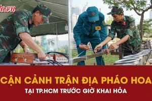 Cận cảnh trận địa pháo hoa tầm cao tại trung tâm TP.HCM trước giờ khai hỏa