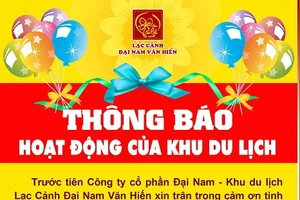 Khu du lịch Đại Nam sẽ tiếp tục mở cửa trở lại