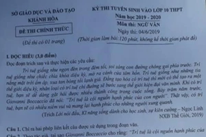 Đề Văn vào lớp 10 ở Khánh Hòa có khó hiểu?