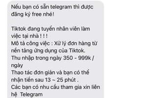 Đối tượng lừa đảo chuyển hướng kêu gọi người dùng liên lạc qua Telegram