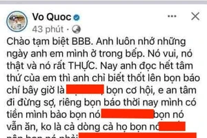 Tài khoản Facebook Vo Quoc xúc phạm báo chí: Có một số vấn đề cần làm rõ