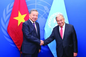 Tổng Bí thư Tô Lâm và Tổng thư ký Liên hợp quốc António Guterres. Ảnh: TTXVN