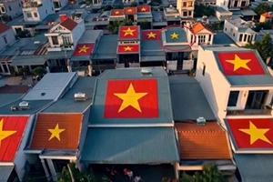 Lỗi sai nghiêm trọng khi cờ Tổ quốc bị AI biến thành màu xanh (thay vì màu đỏ) trong MV Kiếp sau vẫn là người Việt Nam. (Ảnh chụp màn hình) 