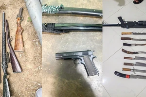 Nhóm mua bán ma túy liên tỉnh cất giấu 4 khẩu súng trong vườn nhà